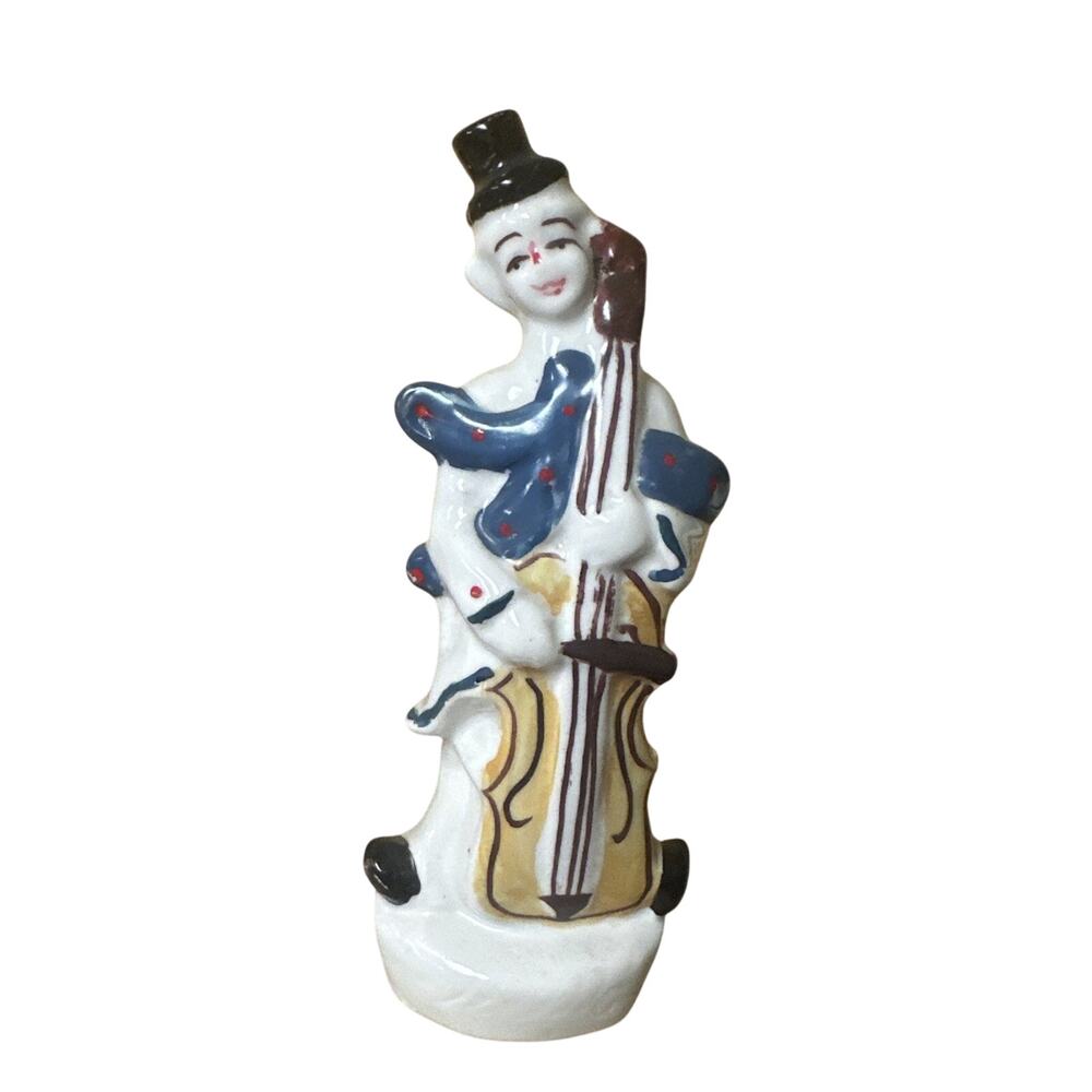 Vintage Clown Figurine Top‎ Hat Cello 7 Inch